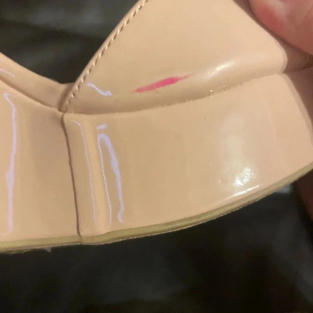 MICHAEL ANTONIO PATENT NUDE WEDGES